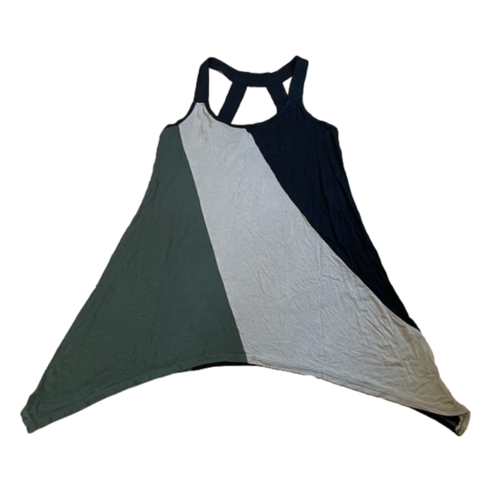 Le Chateau Vintage Y2K Green Grey Black Colour Block Sleeveless Top Size Small